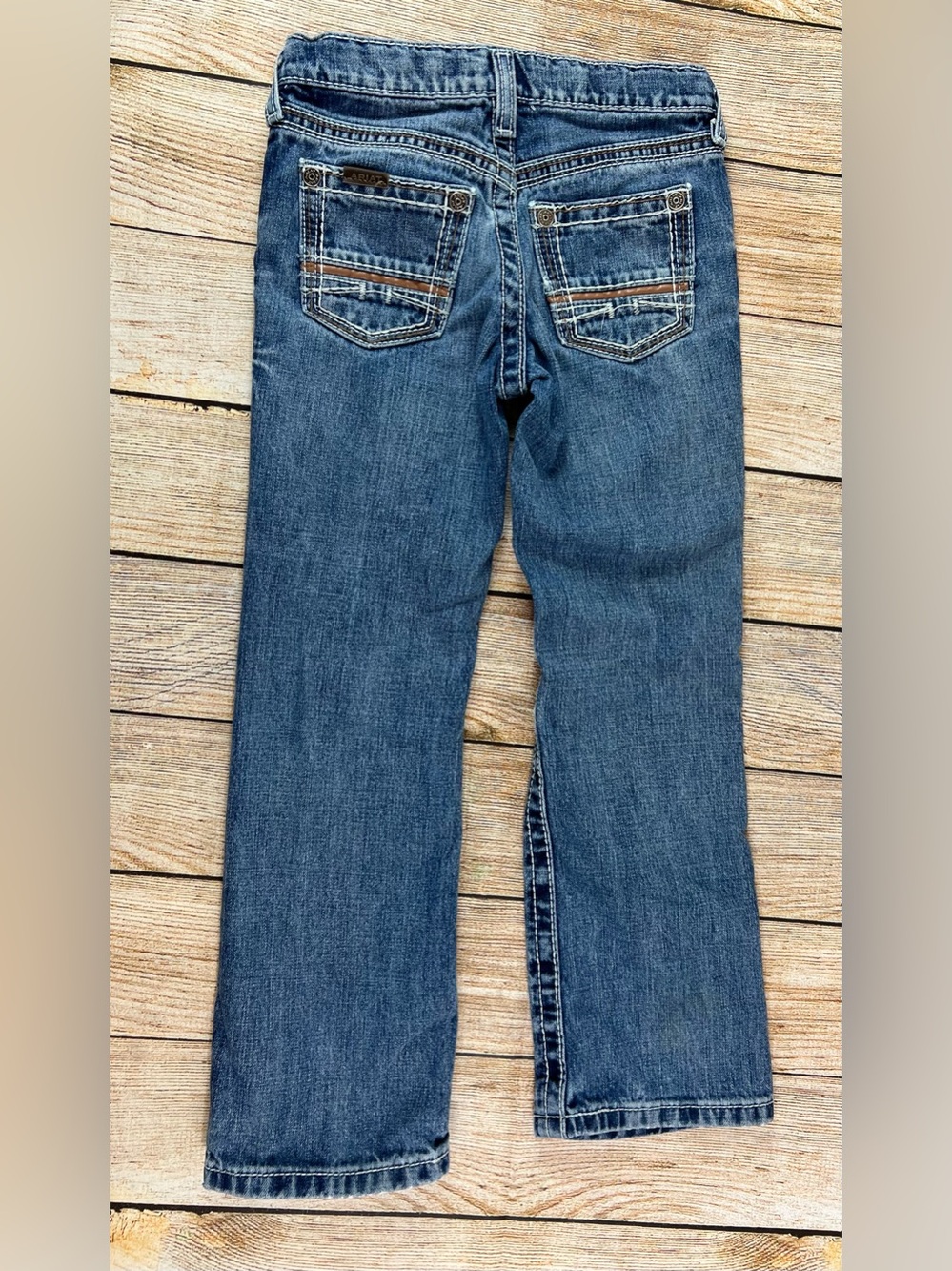 Ariat Western B4 Coltrane Relaxed Bootcut Denim Blue Jeans Boys Size 8